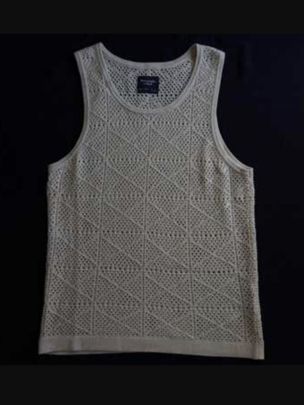 Abercrombie & Fitch Men's Crochet-Style Knit Tank Neutral/Beige Size Medium